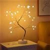 Redlution Lampada decorativa da tavolo a 36 LED con perle di colore bianco caldo, alimentata a batteria o alimentazione USB, lampada da comodino con interruttore tattile, per decorare la casa e la stanza