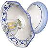VANNI LAMPADARI - Applique da Parete Interno Edera - Lampada da Parete Monoblocco in Ceramica- Applique da Interno Decorata a Mano - Applique Camera da Letto - Bagno - Cucina - Soggiorno, Blu