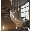 BEHWU Padiglione apparecchio a sospensione a led Lampadario in vetro paralume vetro cavo sospensione lampada Scala Soggiorno(Silver,12 Head)