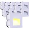 Partenopea Kit 10 Faretti segnapasso da esterno lampada da muro luce cct bianco caldo bianco naturale freddo IP65 LED 5w 300 Lumen ad incasso per scatola cassetta 503 scale giardino viale gradini (Bianco)