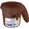 BenBow Secchio con coperchio, 30 l, marrone, 3 x 30 litri - Alimentare stabile ermetico a prova di perdite neutro inodore contenitore in plastica con manico in metallo vuoto - per uso domestico
