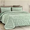 Dorian Home - Set Copripiumino Matrimoniale 250x210 con Sacco in 100% Puro Cotone + 2 Federe Cuscino Letto 50x80 con Patella di 18 cm (Canva Verde, Matrimoniale Queen - 240x220 cm)