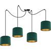 Light Home LH Light-Home Spider Milan Lampadario a Sospensione - Lampadario Ragno - Lampade a Sospensione in Tessuto con Paralume Moderno - 4 Luce - E27 - Verde e Oro