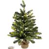 Rebecca Mobili Alberello Di Natale Da Tavolo Con Led, Albero Di Natale 60 cm, Montato, 50 Luci, 80 Rami, Base Rivestita Di Juta - Misure: 60 x 35 x 35 cm (HxLxP) - Art. RE6772