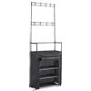 IlGruppone Scarpiera con Appendiabiti Salvaspazio 60/80x26x168 cm, Armadio Portascarpe in Metallo con 8 Ganci, Mobile Ingresso Colore Nero, Organizzatore per Ingresso e Camera (Con Appendiabiti - 60x26x168 cm)