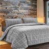 Dorian Home - Set Copripiumino Matrimoniale 250x210 con Sacco in 100% Puro Cotone + 2 Federe Cuscino Letto 50x80 con Patella di 18 cm (Scozzese Grigio, Una Piazza e Mezza - 200x210 cm)