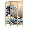 murando - Paravento da Interno 135x172 cm XXL Kanagawa 3 Pannelli Divisori Stampa Unilaterale su Tela in TNT Separe Divisorio per Ambienti Ufficio Paraventi Decorazioni Legno Elegante p-B-0025-z-b