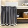 A.Monamour Tenda mantovana in misto cotone e lino, a righe, 80 cm di larghezza x 90 cm di altezza, grigio scuro, stile rustico moderno, per soggiorno, sala da pranzo, cucina, camera da letto, bagno