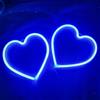 HFHungkeong Segno del Heart Led 2 pezzi,Lampada al neon a forma di cuore d'amore di San Valentino alimentata a batteria per Matrimonio Decorazione della parete della stanza delle donne della ragazza(Blu)
