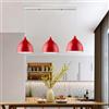 Mengjay 3 Luci Lampade a sospensione Industriale,Vintage Metallo Lampadario a Sospensione E27 Lampada da soffitto,Lampadario Moderno per Sala da Pranzo Soggiorno Camera Cucina Bar (rosso)