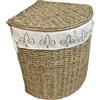 fantasie d oriente Portabiancheria ad Angolo in Fibra Naturale vimini 35x35x55 cm con Coperchio - Cesto Porta Biancheria con Fodera Interna in Cotone Rimovibile