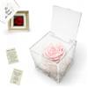 La Rosa dei Sogni Rosa Stabilizzata Profumata con Petali in gel in Cubo Trasparente - Confezione Regalo Elegante - Durata 5-7 anni - Made in Italy - 5x5 cm (Rosa)
