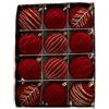 MLordoarf Set di 12 palline floccate, in velluto vintage rosso e oro, decorazione per albero di Natale floccata bordeaux, grandi palline decorative infrangibili da appendere per ghirlande natalizie