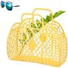 HERCHR Cestino Portaoggetti da Doccia Portatile, Contenitore Portaoggetti Vuoto da Terra, Borsa Portaoggetti da Doccia con Manico, Borsa Pieghevole Portatile Per Acquisti in Spiaggia(giallo)
