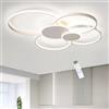 LIUYU Plafoniera LED Soffitto Rotonda a Cerchio 6 Anelli 100x82cm 90W Dimmerabile con Telecomando, Lampadari Moderni per Soggiorno Bianco