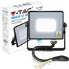 V-TAC Proiettore LED Slim Chip Samsung 10W, Color Nero Luce Fredda