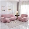 Surwin Copridivano Elasticizzato 1 2 3 4 Posti, Moda Stampa Elastico Universale Copridivani con Braccioli Fodera per Divano Antiscivolo Sofa Protettore (Rosa,2 posti - 145-185cm)