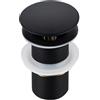 BALNEO Tappo per Lavello Universale Click Cone Pop-Up Nero, Ottone, Antiruggine, 4 Guarnizioni, Set Beccuccio, 66mm X G1 1/4, Senza Troppopieno, Clic A