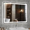 YU YUSING Specchio Bagno con Luce 100x80cm, Specchio da Parete Bagno con LED, 3 Colori, Luce Regolabili, Contro Touch, Display dell'Ora, Telaio in Metallo, Antiappannamento, IP44, Orizzontale, Argento