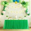 Suppromo Gonna da tavolo in tulle verde da 2,7 m, per tavoli rettangolari o tavoli rotondi, tovaglia stile tutù con volant, per feste di compleanno, baby shower, motivi: giungla, animali safari, decorazioni