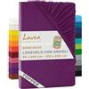 Lavea® Lenzuolo con Angoli Singolo 90x200 cm - Jersey 100% Cotone - Per Materassi Topper fino a 10 cm - Con Elastico Tutto Intorno - Certificato OEKO-TEX - Lilla