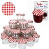 MamboCat - Set di 100 vasetti in vetro per marmellate e conserve da 230 ml, coperchio a vite da 82 mm, decorazione a quadretti rossi Include libro di ricette Diamant-Zucker Gelierzauber (lingua italiana non garantita).
