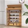 soges Scarpe Rack 5 Livelli Organizzatore Solido Magazzino Scarpe in Legno Tenuta, Teak L24-TK
