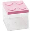 OMADA Design Contenitore Confettata per Confetti o Caramelle, Tipo Mattoncino, in Plastica Trasparente e Coperchio Colorato - 500 ml - 10x10x10,5 cm