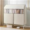 LLZJDDPLY Copriabiti da Armadio Copertura for Stand Appendiabiti Protettiva Antipolvere Telo Copri Stender Vestiti con Finestra Trasparente Visibile(Beige,100x120cm/39x47in)