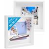 PHOTOLINI 3D cornici 30x30 cm bianco, cornice profonda con vetro e passe-partout, set di 2 cornici per oggetti fino a 3 cm di profondità, legno MDF - perfetta per il fai da te e come regalo