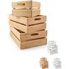 VIRSUS Set 3 Cassette in Legno Impilabili 427, misure 32x18x12,5cm, 37x23x15cm, 42x28x17cm, Cestini Portaoggetti Decorativi con Maniglie, organizer per camera, cucina, bagno (Legno Naturale) - F