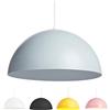 L+ Lampadario a Sospensione Moderno per Cucina e Soggiorno | Lampada Mezza Sfera Metallo 40cm E27 | Design Industriale Made in Italy (Grigio RAL 7040, Cavo 80cm)