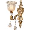 WayLuoung Lampada Da Parete Floreale Vintage 1 Testa Paralume In Vetro Cristallo Applique Parete Lampada Parete In Metallo Con Decorazione Color Bronzo Dorato Retrò Comodino (Base E14 Senza Lampadina)