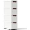 GIANTEX Mobiletto Stretto con Ruote, Carrello e Organizzatore Slim con 3/4/5/6 Cassetti per Spazi Piccoli, Cassettiera di Plastica per Soggiorno, Bagno, Cucina, Bianco (42 x 19 x 74 cm)