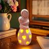Lergas Idea regalo per mamma e figlia, statuetta in ceramica, per mamma e figlia, decorazione con luce a LED, regalo di compleanno, per mamma, amore, design cavo, luce notturna, decorazione da tavolo (rosa)