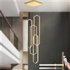 LAMPLAY Lampadario Moderno, 4 Luci LED Ad Anello Di Diamanti Dorati, Lampadario Per Villa Regolabile In Altezza, Luce Per Soggiorno Con Telecomando 3000K-6000K Dimmerabile, Scale Del Soggiorno