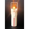 Generico Giallo luce fissa - Lumino elettronico votivo LED per cimitero a RICARICA SOLARE con pannello orientabile | Candela per loculo BATTERIA RICARICABILE integrata | Luce gialla durata 8-10 anni
