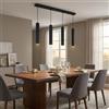 Alpinaluz Lampada a Sospensione Lineare Nera con 4 Luci, Tubo in Alluminio da 30 cm, Cavo Tessile Regolabile in Altezza, Stile Moderno Minimalista, Portalampada GU10, Barra 100 cm per Cucina e Sala da