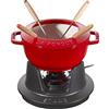 STAUB Set Fonduta con 4 Forchette, Adatto per Fonduta di Formaggio, Cioccolato e Carne, Ciliegia, 16 cm