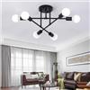 Mengjay Lampadario, Lampade a Sospensione da Soffitto Stile Vintage, Plafoniera Industriale Adatta per 6 Lampadine Attacco E27 (Nero)