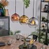 HOFSTEIN Lampada a sospensione Ripoll a 3 luci in metallo/vetro in nero/rame/oro/fumo/trasparente, moderna lampada a sospensione dal design retrò/vintage (diametro 20 cm), E27, sala da pranzo,