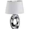 meineWunschleuchte Piccola lampada da tavolo a LED, 1 luce, base in ceramica, color argento, con paralume in tessuto, altezza 33 cm, lampada da comodino