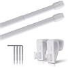Bestlivings Set di 2 aste estensibili, 2 aste per tende con morsetto, fissaggio senza fori (colore: bianco, dimensioni: 80-120 cm)