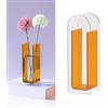 BestAlice INIFLM Vaso Trasparente per Fiori Vaso Minimalista Colorato Decorativo, Vaso Moderno in Acrilico Trasparente, Vasi in Vetro Acrilico Trasparente per Centrotavola,(Arancione Vibrante Semi colorato)