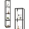 COSTWAY Lampada da Terra con Mensola, Lampadine LED Dimmerabili a 3 Livelli e Poli LED Ruotabili, Piantana Lampada da Terra per Soggiorno, Studio e Camera da Letto (Marrone)