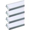 A2ZWORLD 8 Metri di Profilato Alluminio Per Striscia Led, Completo Di Copertura Tappi e Gancio, 4 Kit da 2 Metri Standard Interno 11mm (16X7mm)