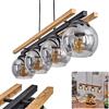 hofstein Lampada a sospensione Podre, lampada a sospensione in metallo/legno/vetro nei colori nero/natura/fumo, lampada con paralumi in vetro (Ø 15 cm), altezza massima 120 cm, 4x E27, senza lampadine