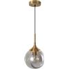 KCO Lampada a Sospensione Globo di Vetro Moderno Lampada a 1 Luce Grigio Fumo Luce a Sospensione Oro Regolabile Metà Secolo Apparecchio di Illuminazione per Interni Camera da Letto Bar sala da Pranzo