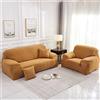 Surwin Copridivano Elasticizzato 1 2 3 4 Posti, Moda Stampa Elastico Universale Copridivani con Braccioli Fodera per Divano Antiscivolo Sofa Protettore (d'oro,4 posti - 235-300cm)