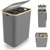 Froadp Cesto portabiancheria a 3 scomparti, pieghevole, 140 l, con coperchio, per bagno e camera da letto, robusto cestino con maniglie, 3 sacchetti lavabili, colore: grigio